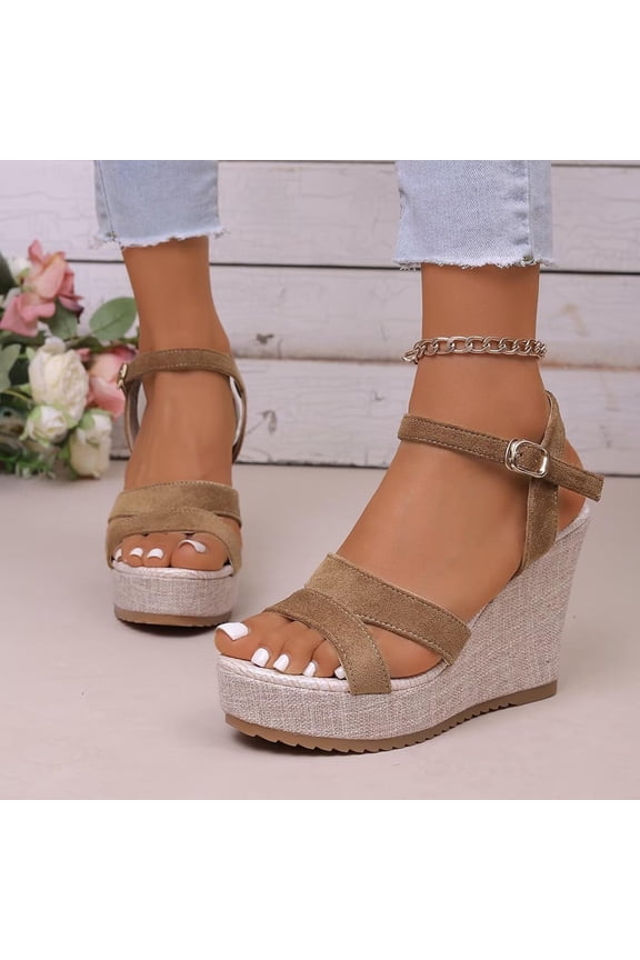 Women Espadrille Wedge Sandals Crisscross Strap Shoes Comfortable For Beach Travel Casual Daily Outdoor Activities