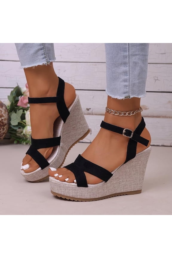 Women Espadrille Wedge Sandals Crisscross Strap Shoes Comfortable For Beach Travel Casual Daily Outdoor Activities