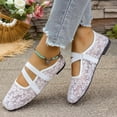 thumbnail image 1 of Bkhluea Women Floral Lace Mary Jane Ballet Flats Comfortable Footwear For Office Work Party Daily Casual Use, 1 of 7