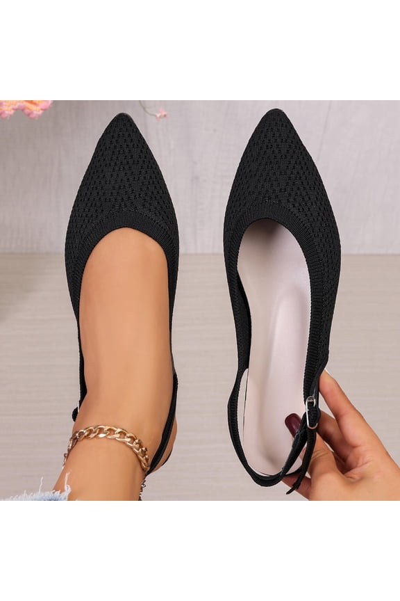 Women Hollow Knit Pointed Toe Slingback Flat Mule Shoes Closed Toe Breathable Footwear For Office Casual Outdoor Daily Summer Commute Walking