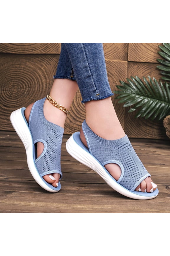 Women Knit Slingback Sandals Open Toe Breathable Shoes Comfortable For Walking Running Gym Daily Outdoor Activities