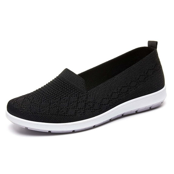 Bkhluea Women Knit Slip On Comfort Walking Shoes Breathable Footwear For Outdoor Hiking Travel Casual Daily Activities