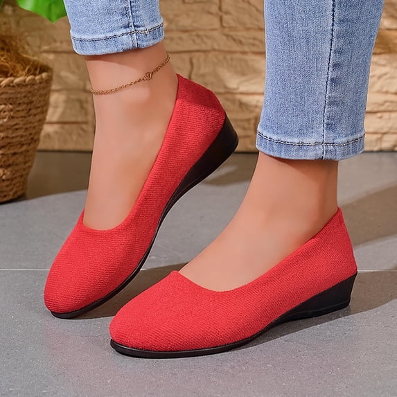Bkhluea Women Minimalist Suede Slip-On Flats Comfortable Footwear For Office Work Daily Casual Outdoor Activities
