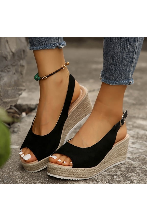 Women Peep Toe Espadrille Wedge Sandals Comfortable Shoes For Beach Travel Casual Daily Outdoor Activities