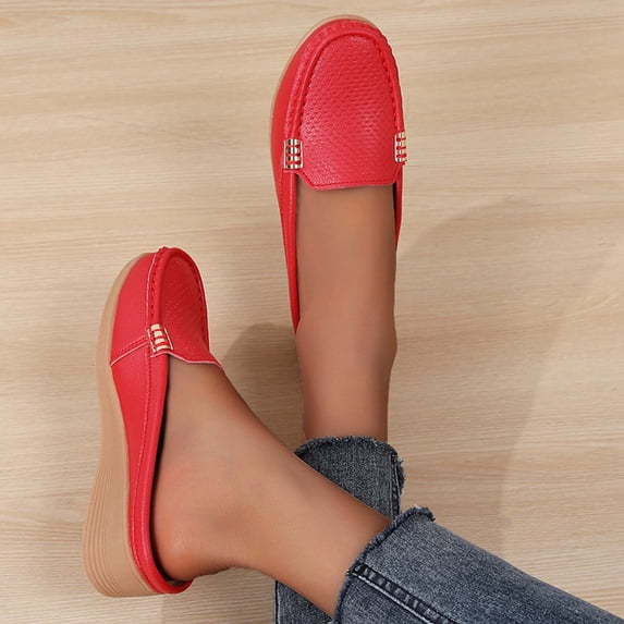 Bkhluea Women Perforated Wedge Mule Loafers Slip On Comfortable Footwear For Office Work Daily Casual Outdoor Activities
