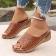 thumbnail image 1 of Bkhluea Women Perforated Wedge Slide Sandals Slip On Comfortable Footwear For Beach Travel Daily Casual Outdoor Activities, 1 of 7