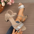 thumbnail image 1 of Bkhluea Women Rhinestone Embellished Block Heel Slingback Sandals Comfortable Footwear For Party Casual Outdoor Daily Activities, 1 of 7