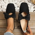 thumbnail image 1 of Bkhluea Women Satin Bow Suede Ballet Flats Slip On Comfortable Footwear For Office Work Party Daily Casual Use, 1 of 7