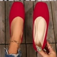 thumbnail image 1 of Bkhluea Women Solid Suede Square Toe Ballet Flats Slip On Comfortable Footwear For Office Work Daily Casual Outdoor Activities, 1 of 7