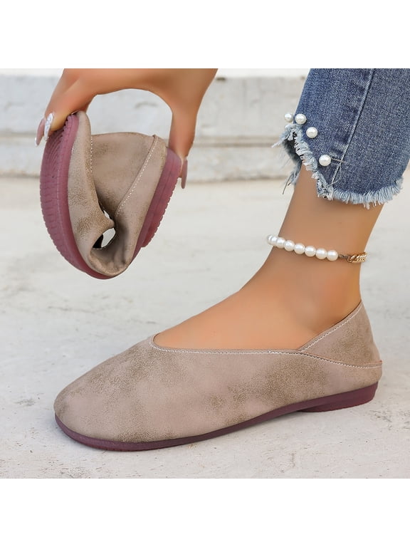 Women Suede Slip On Barefoot Ballet Flats Comfortable Footwear For Office Casual Outdoor Daily Activities