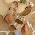 thumbnail image 1 of Bkhluea Women Wedge Slide Sandals Floral Appliqué Shoes Comfortable For Casual Home Travel Daily Outdoor Activities, 1 of 7