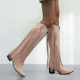 thumbnail image 1 of Bkhluea Women's Fringe Western Boots Wide Knee High Riding Cowgirl Cowboy Boots for Women, 1 of 4
