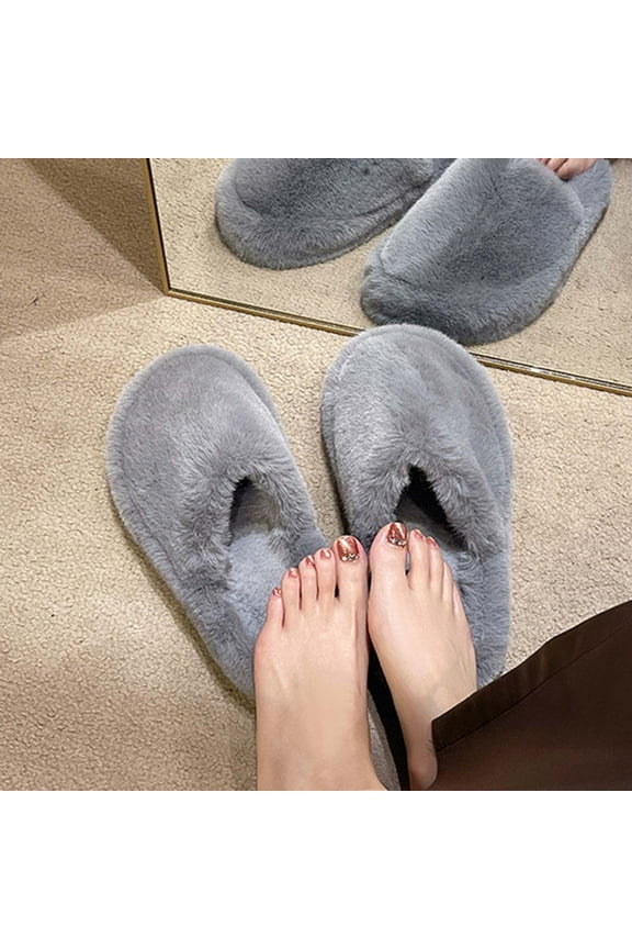 Women's Fuzzy Scuff Slippers Soft Comfy Memory Foam Non-slip Indoor House Shoes Warm Cozy Lightweight Slippers