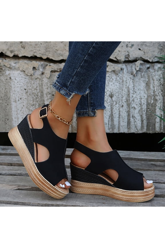 Women's Platform Wedge Sandals, Comfortable Peep-Toe Cork Casual & Dressy Summer Lightweight Shoes for All Day Wear