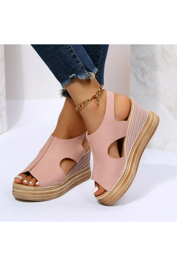 Women's Platform Wedge Sandals, Comfortable Peep-Toe Cork Casual & Dressy Summer Lightweight Shoes for All Day Wear