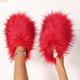 thumbnail image 1 of Bkhluea Womens Fluffy Faux Fur Slides Furry Soft Plush House Slippers Shoes Indoor Outdoor Slip On Slipper, 1 of 7