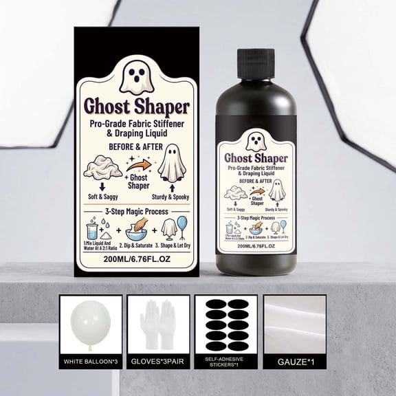 Bklubk 200ml Ghost Shaper Fabric Stiffener Draping Liquid Kit With Gauze Balloons Gloves And Stickers DIY Spooky Ghost Decorations Supply