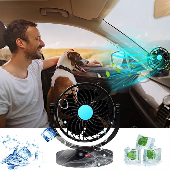 Bklubk Car Fan, High Wind Power Cooling Fan for Car Minivan, Portable 12V Auto Fan for Vehicle Interior, Model A