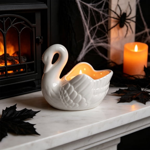 Bklubk Ceramic Cygnet Candle Holders For Scented Candles And Candlelight Dinner Candle Stand And Holiday Prop Home Decor Ornament