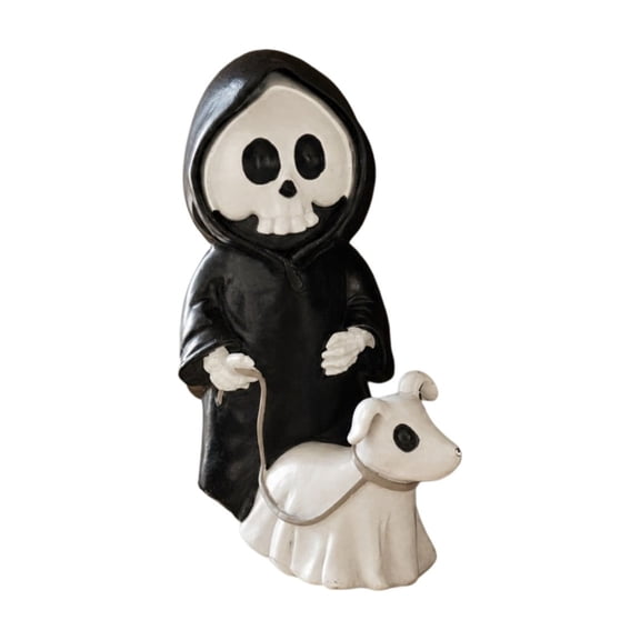 Bklubk Cute Grim Walking Ghost Dog Statue Halloween Resin Figurine Decor Spooky Fall Tabletop Ornament For Home Shelf Desk Party Decorations