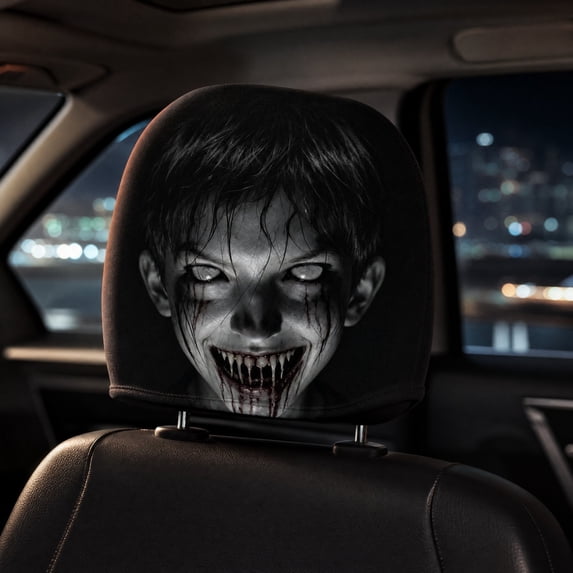 Bklubk Evil Ghost Dark Style Car Headrest Cover Car Interior Accessory