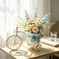 thumbnail image 1 of Bklubk Faux Rattan Weave Tricycle Shaped Flower Basket With Wheel And Handle Multi Functional Storage Basket Fruit Basket Cute Rural Decor For Weddings Party Festivals, 1 of 6