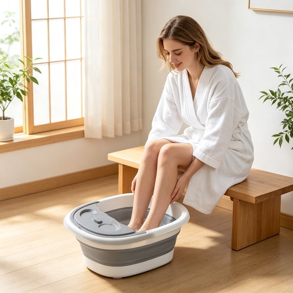 Bklubk Foldable Foot Bath Bucket With Handle And Lid Portable Foot Bath Spa Bucket With Massage Acupoints Portable Foot Bath Bucket Foldable Spa Bucket For Foot