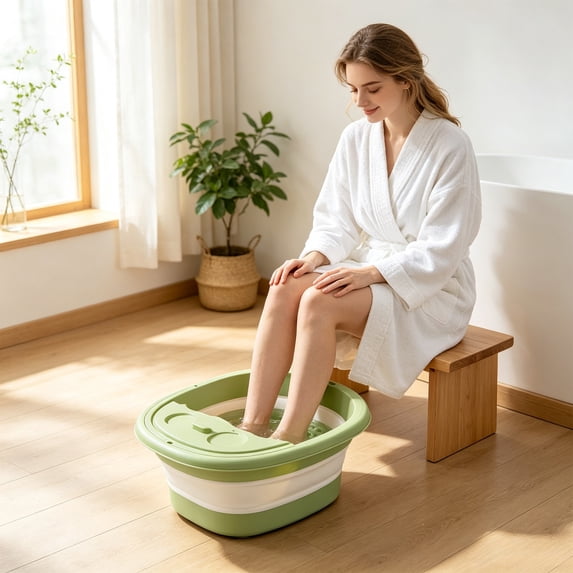 Bklubk Foldable Foot Bath Bucket With Handle And Lid Portable Foot Bath Spa Bucket With Massage Acupoints Portable Foot Bath Bucket Foldable Spa Bucket For Foot