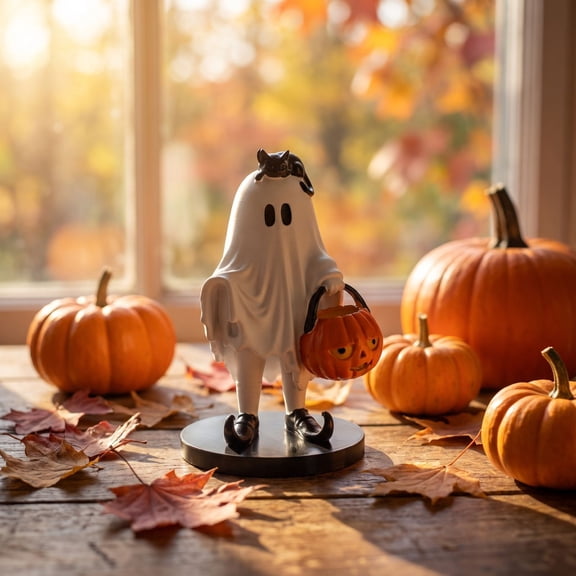 Bklubk Halloween Ghost Figurine With Ghost Statue Resin Decor For Halloween Tabletop Shelf Home Party Decorations