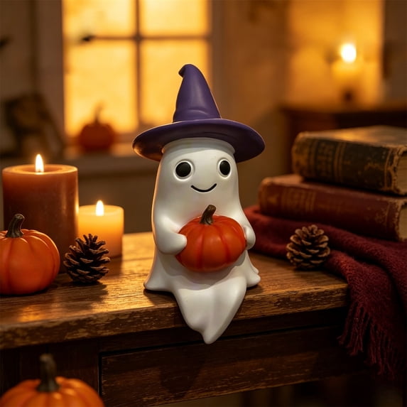 Bklubk Halloween Reading Ghost Figurine