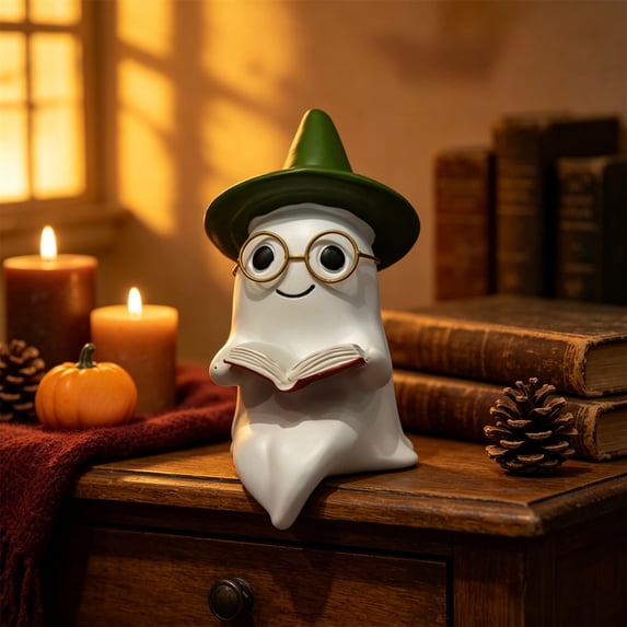 Bklubk Halloween Reading Ghost Figurine