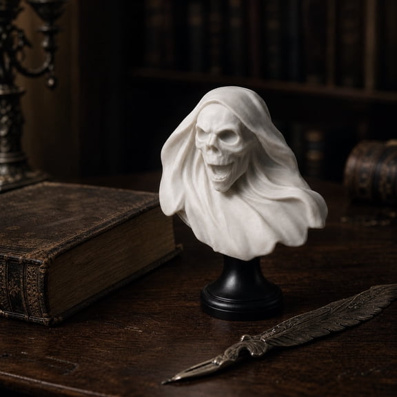 Bklubk Hooded Bust Sculpture Resin Figurine With Black Base Decorative Statue For Home And Office Display
