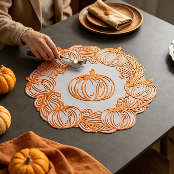 Bklubk Hot Stamping Pumpkin Western Table Mat Advanced Sense Washable -scalding Thermal Insulation Mat N Table Mat