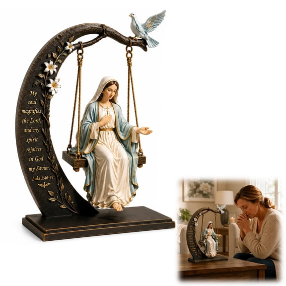 Bklubk Mary Sculpture Themed Tabletop Decor Featuring A And Crescent Arch Mary Tabletop Figurine Devotional Decorative Sculpture