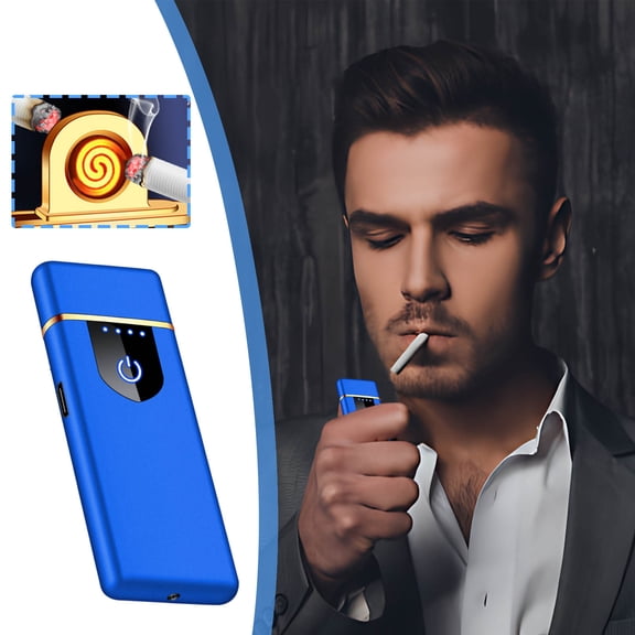 Bklubk Screen Induction USB Rechargeable Electric Lighter, Flameless Arc Lighter for Candles, Touch Sensor, Portable and Safe (Blue)