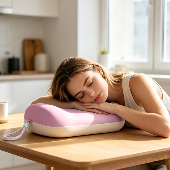 Bklubk Slow Multifunctional Cotton Nap Pillow Portable Neck Protection Pillow For Office Use Prone Pillow With Ice Silk Summer Cool Feeling Pillow