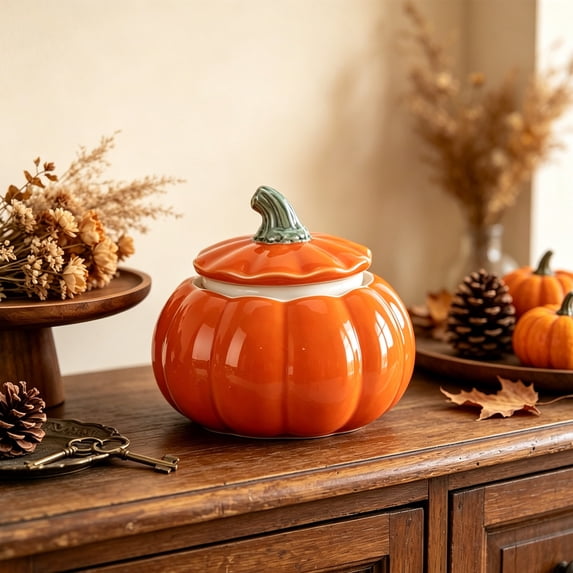 Bklubk Thanksgiving Pumpkin Shaped Ceramic Candle Halloween Candle Holders Scented Candle Holders Ornament Decoration Ornaments