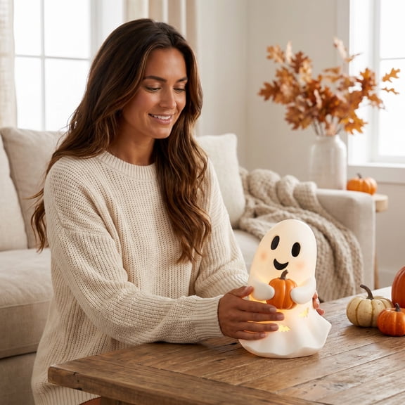 Bklubk White Ghost Pumpkin - Suitable For Holiday Decoration