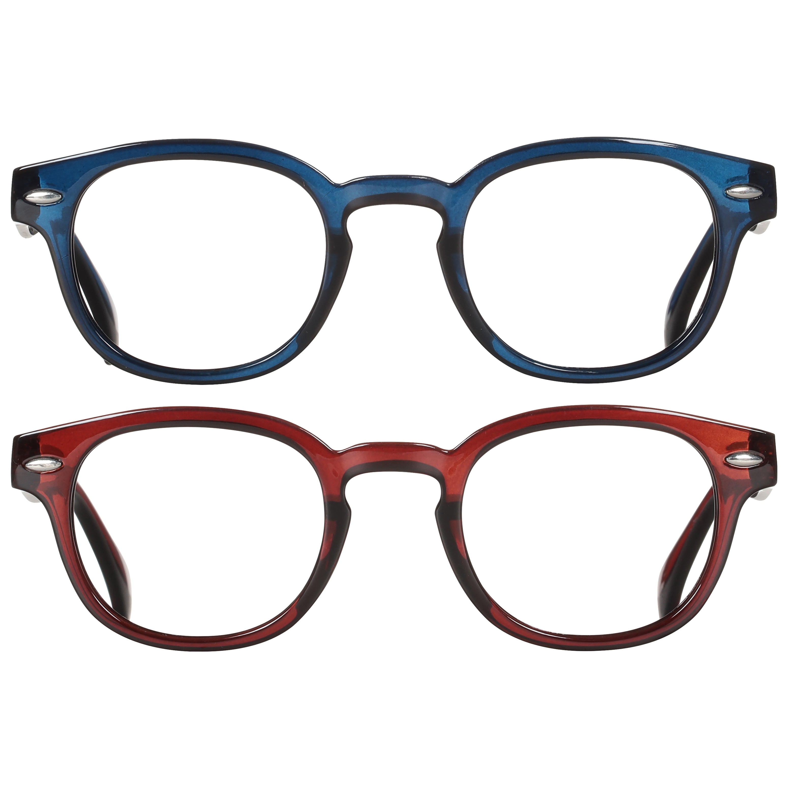 Bklyn, Harman +1.25, Adult, Unisex, Plastic Reading Glasses & Pouches Value Pack , 2 Ea