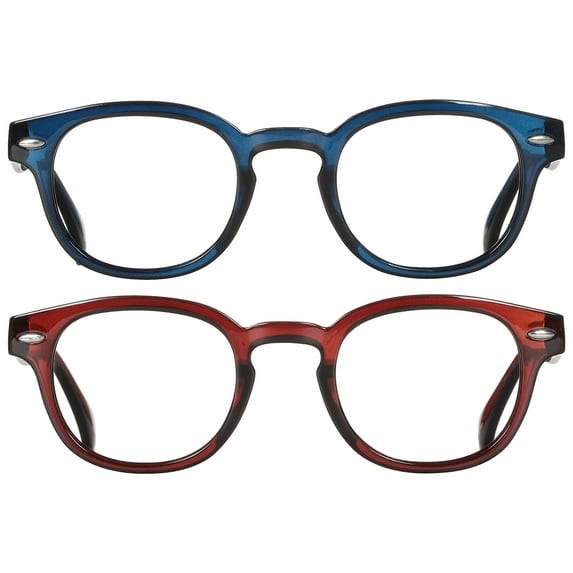 Bklyn, Harman +1.75, Adult, Unisex, Plastic Reading Glasses & Pouches Value Pack , 2 Ea