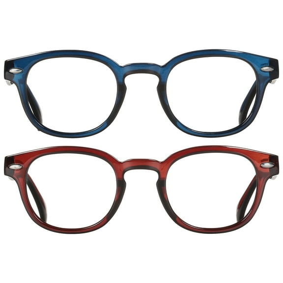 Bklyn, Harman +2.50, Adult, Unisex, Plastic Reading Glasses & Pouches Value Pack , 2 Ea