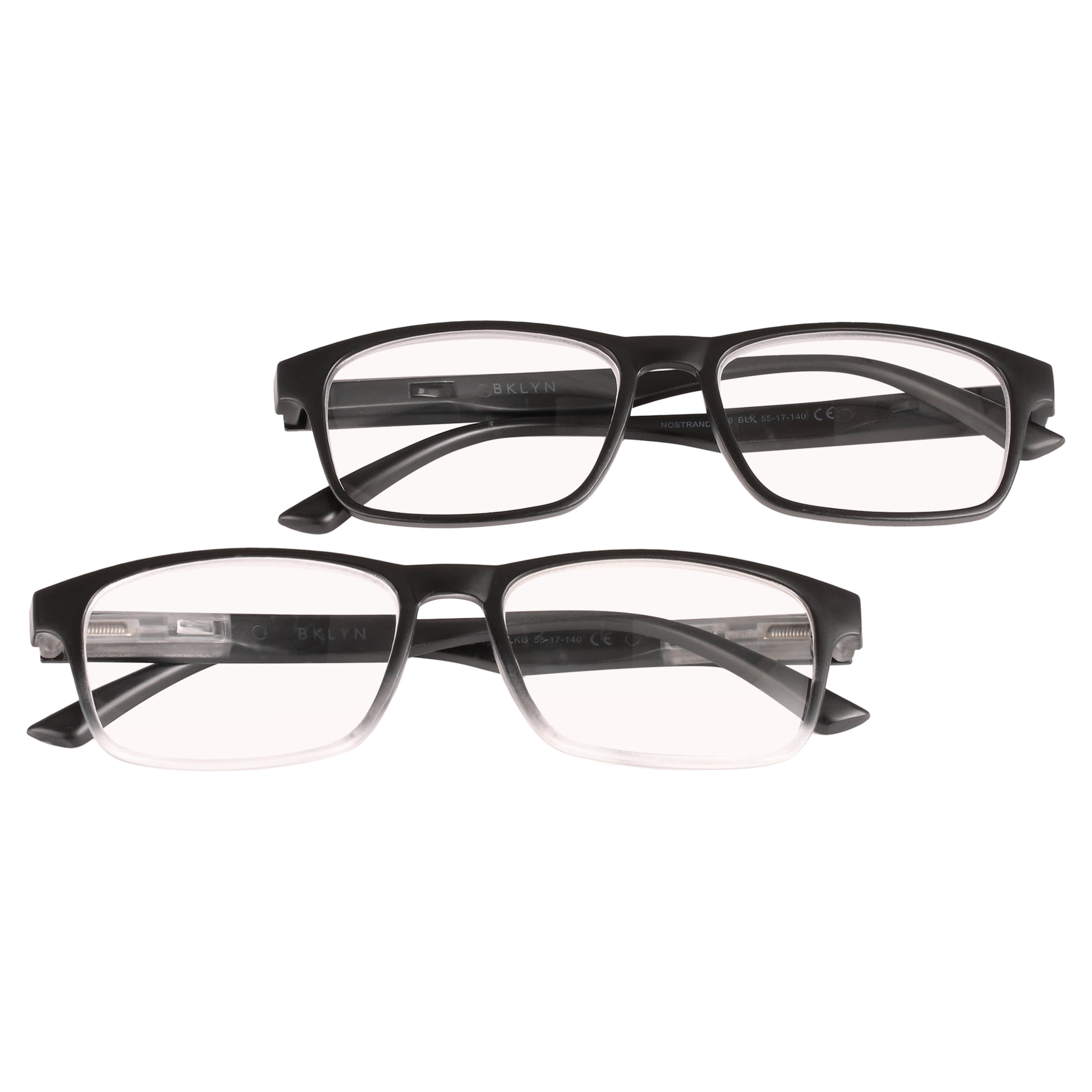 Bklyn Nostrand +3.00 Mens Plastic Reading Glasses & Pouches Value Pack ...