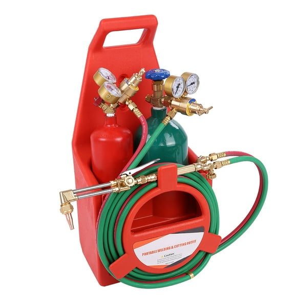 Bkn Portable Victor Type Welding and Cutting Torch Kit Acetylene Welding Cutting Torch Kit, Professional Long Pipe Brass Nozzle Welding Torch Kit with Gauge Oxygen Torch Set