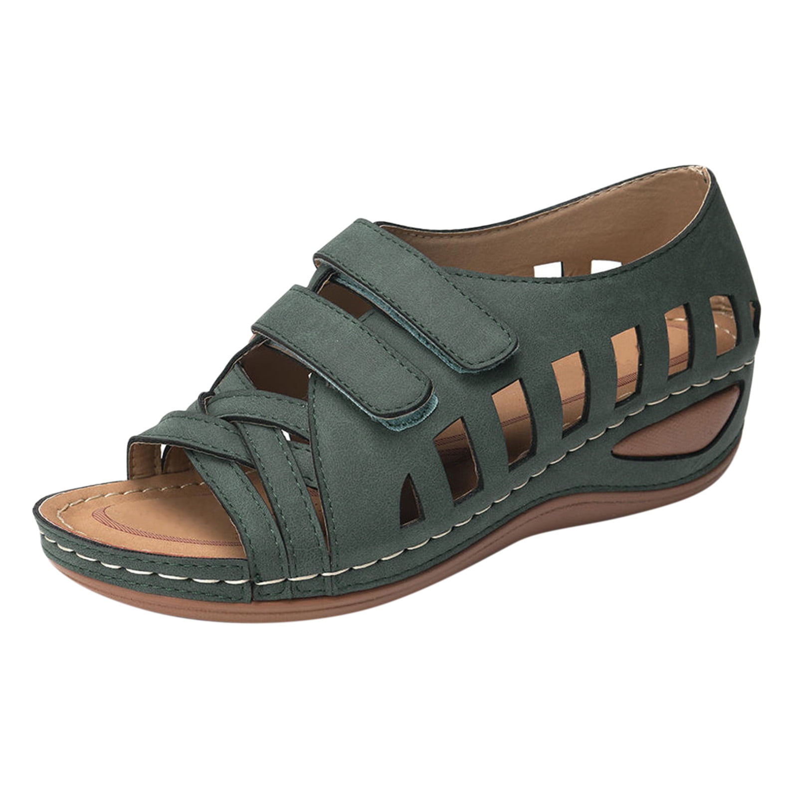 Bkolouuoe Womens Extra Wide Sandals Size 12 Women's Sandals Shoes Wedges  Flip Flops Fashion Buckle Strap Sandals Summer Shoes For Women Sun Sans