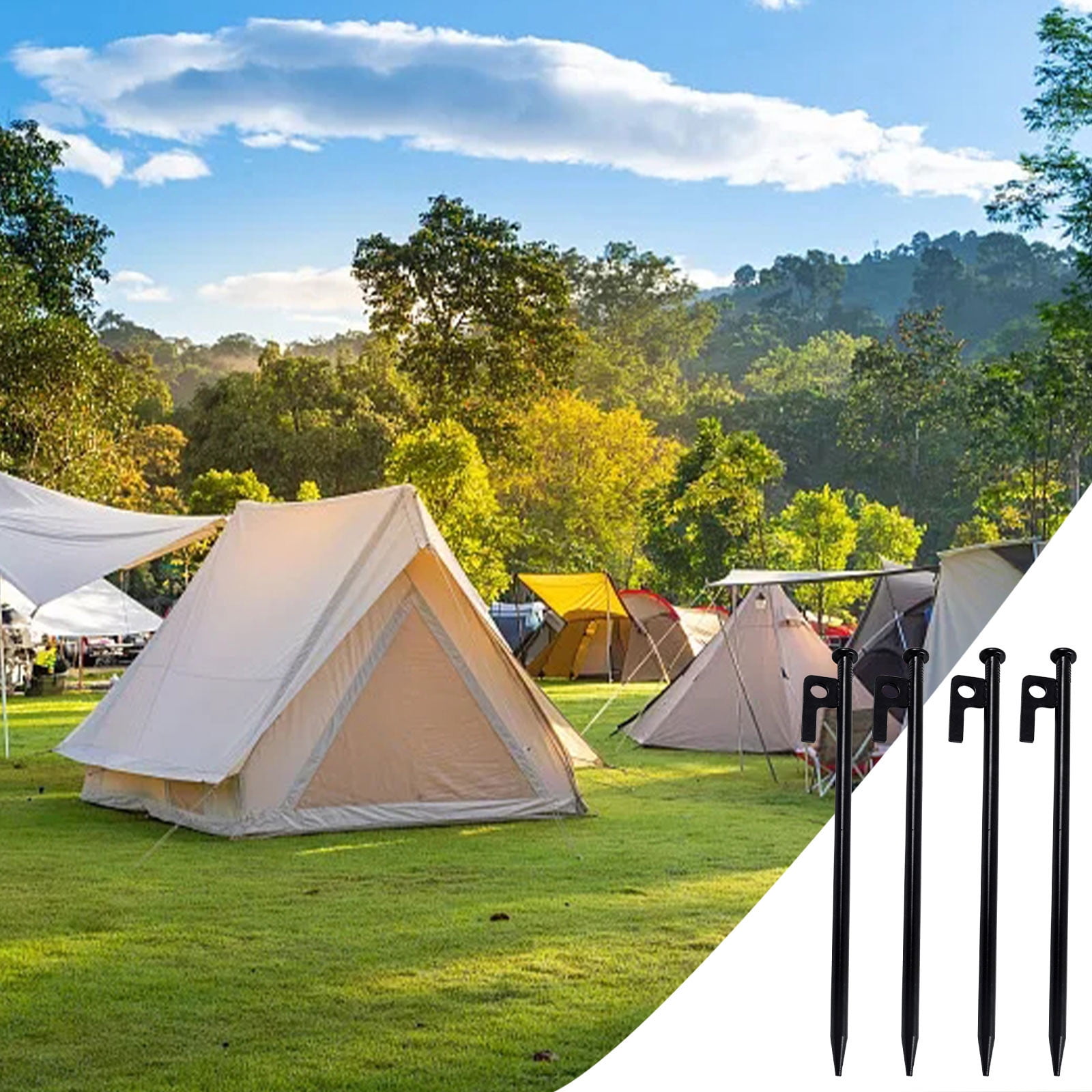 Bksdlh Heavy Duty Camping Tent Stakes Steel Ground Nails with Rope
