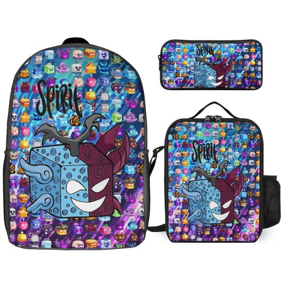 Bl-ox Fruits Backpack 3 Piece Set Lightweight Laptop Bag Packpack Lunch Bag Pencil Case Pen Bags