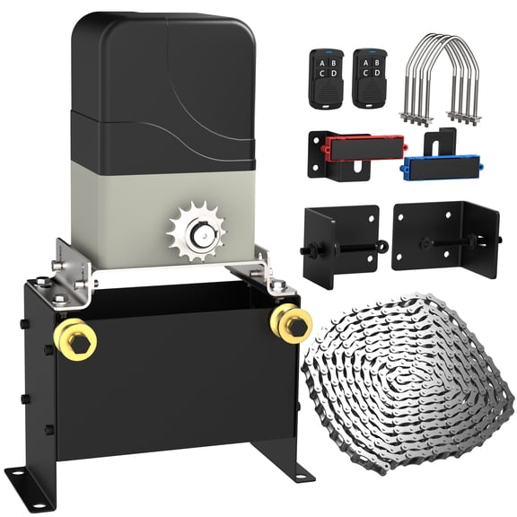 Bltezeit 1100lb Sliding Gate Opener - Chain Drive Electric Gate Motor with 2 Remotes & 16.4ft Chains Hardware Kit, Automatic Slide Gate Operator for Driveway Gates Acess System