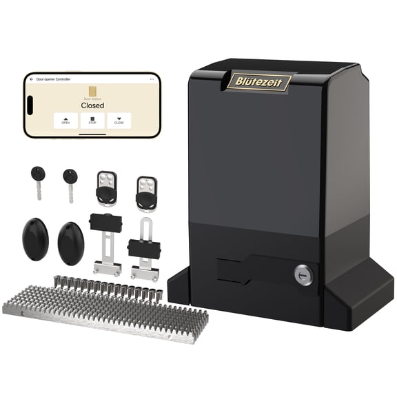 Bltezeit 6300lb Automatic Sliding Gate Opener WiFi Control, 2.05HP Slide Gate Motor Rack Driven with 2 Remote Controls & IR Sensor Complete Hardware Kits for Rolling Driveway Gates Up to 40ft