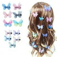 thumbnail image 1 of Bla Current Butterfly Hair Clips Women Girls Infants Realistic Fairy Glitter Barrette, (12 Pieces), 1 of 7