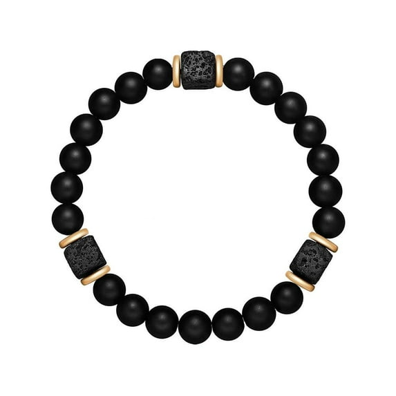 Bla Volcanic Lava Bead Bracelets Natural Stone Rod Strand Shape N1O6